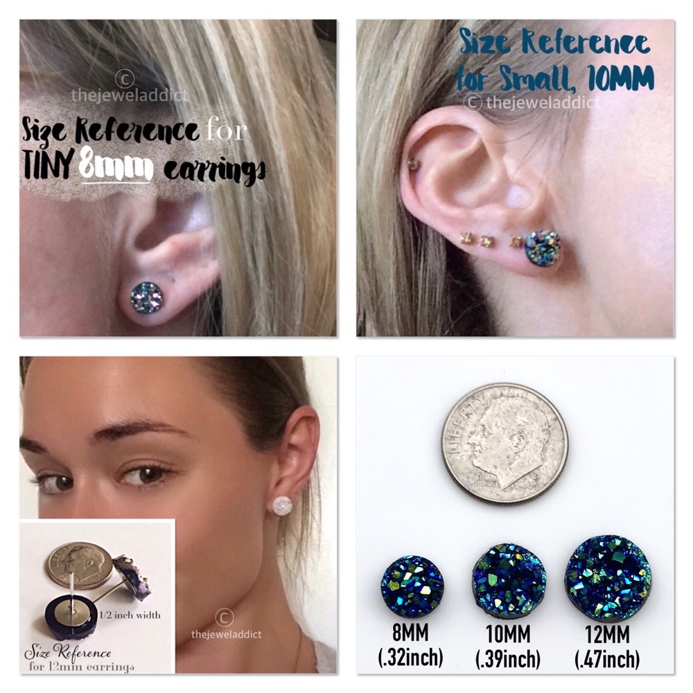 3 for 15🎀 Opal white chunky Druzy style earrings - Picture 5 of 5
